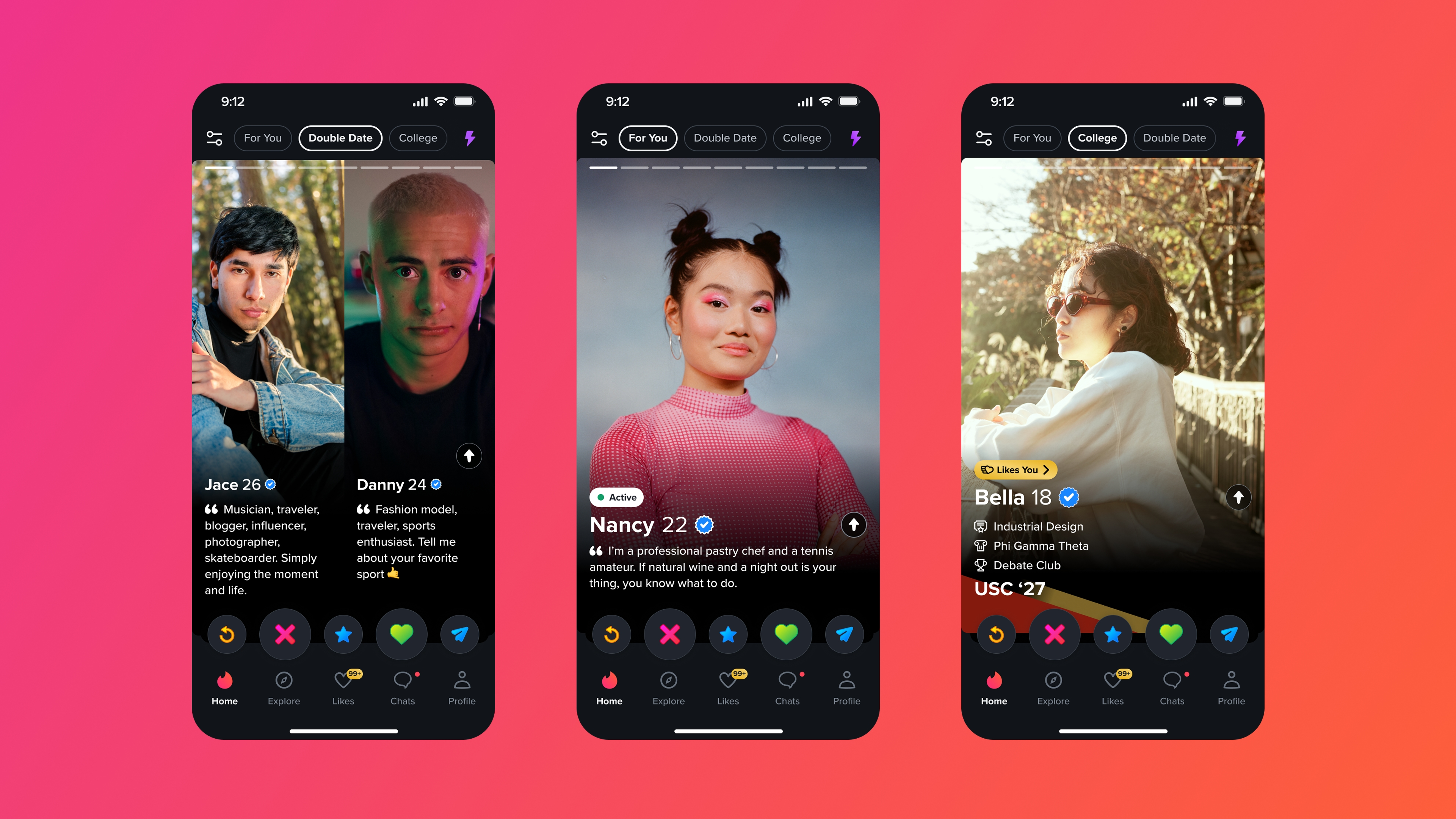 Tinder Modi — For You, Double Date en College